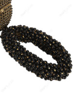 Brown Crystal Ball Evening Clutch – Hand-Set Beaded Handle