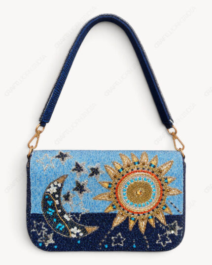 Sun, Moon and Stars Beaded Shoulder Bag